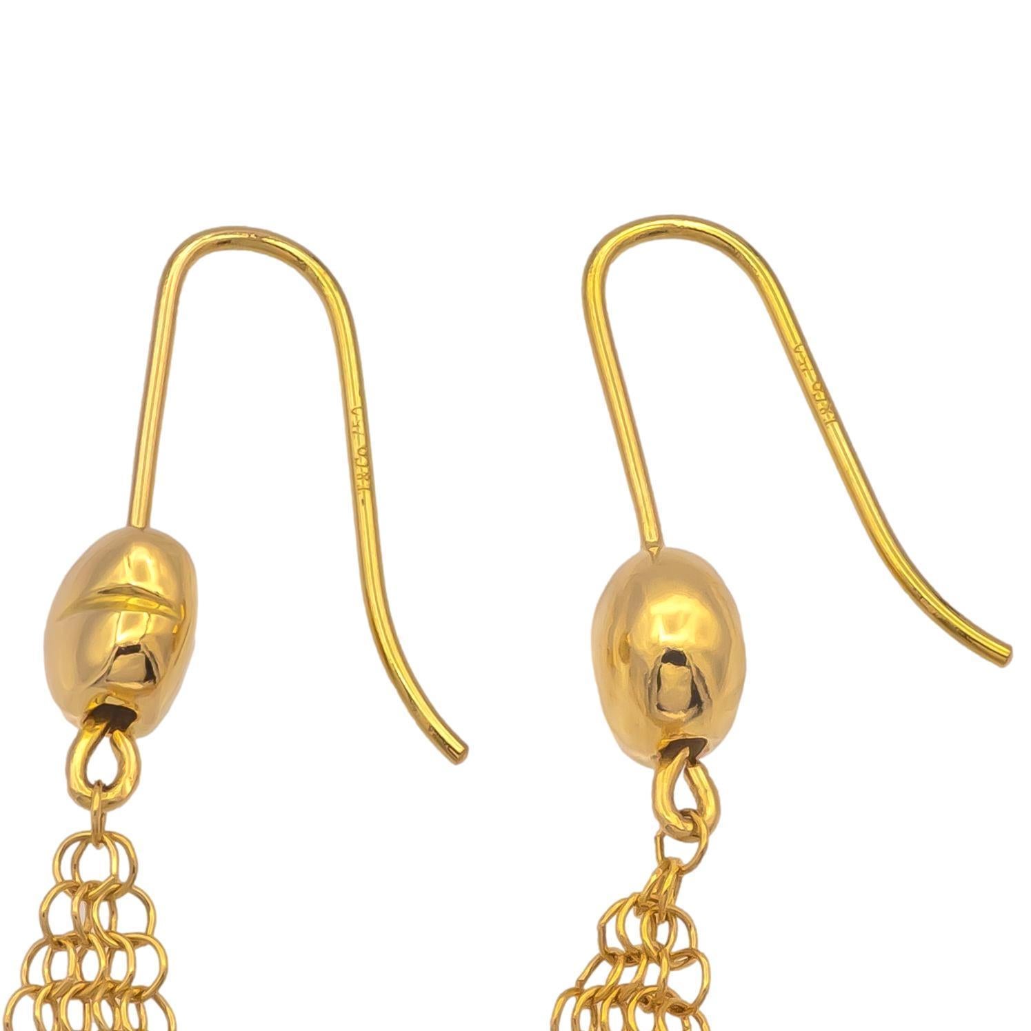 Vintage Tiffany & Co. Elsa Peretti 18K Y Gold Mesh Dangle Drop Earrings (1981) In Good Condition In New York, NY