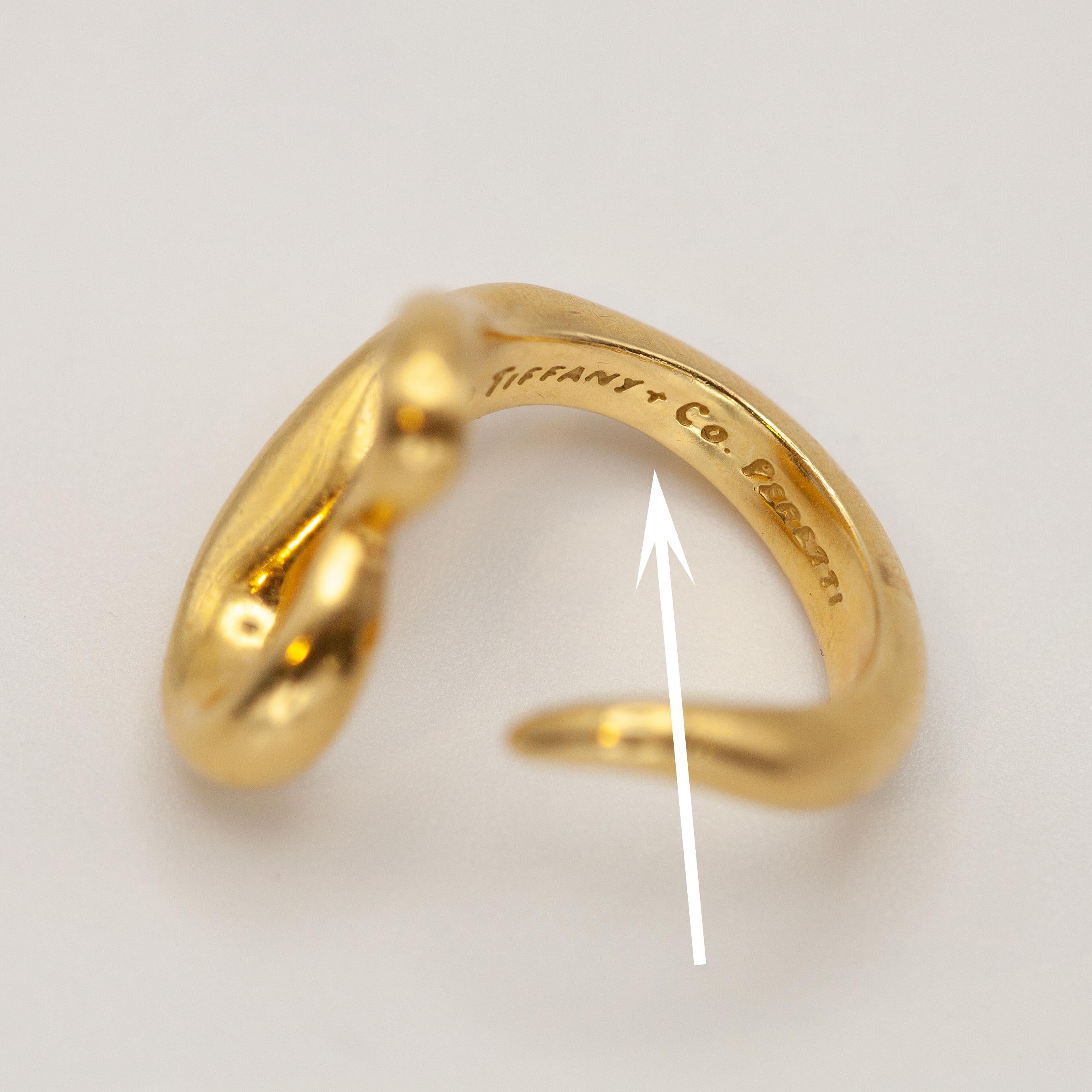Weinlese Tiffany & Co. Elsa Peretti Offener Herzring aus 18 Karat Gelbgold im Angebot 2