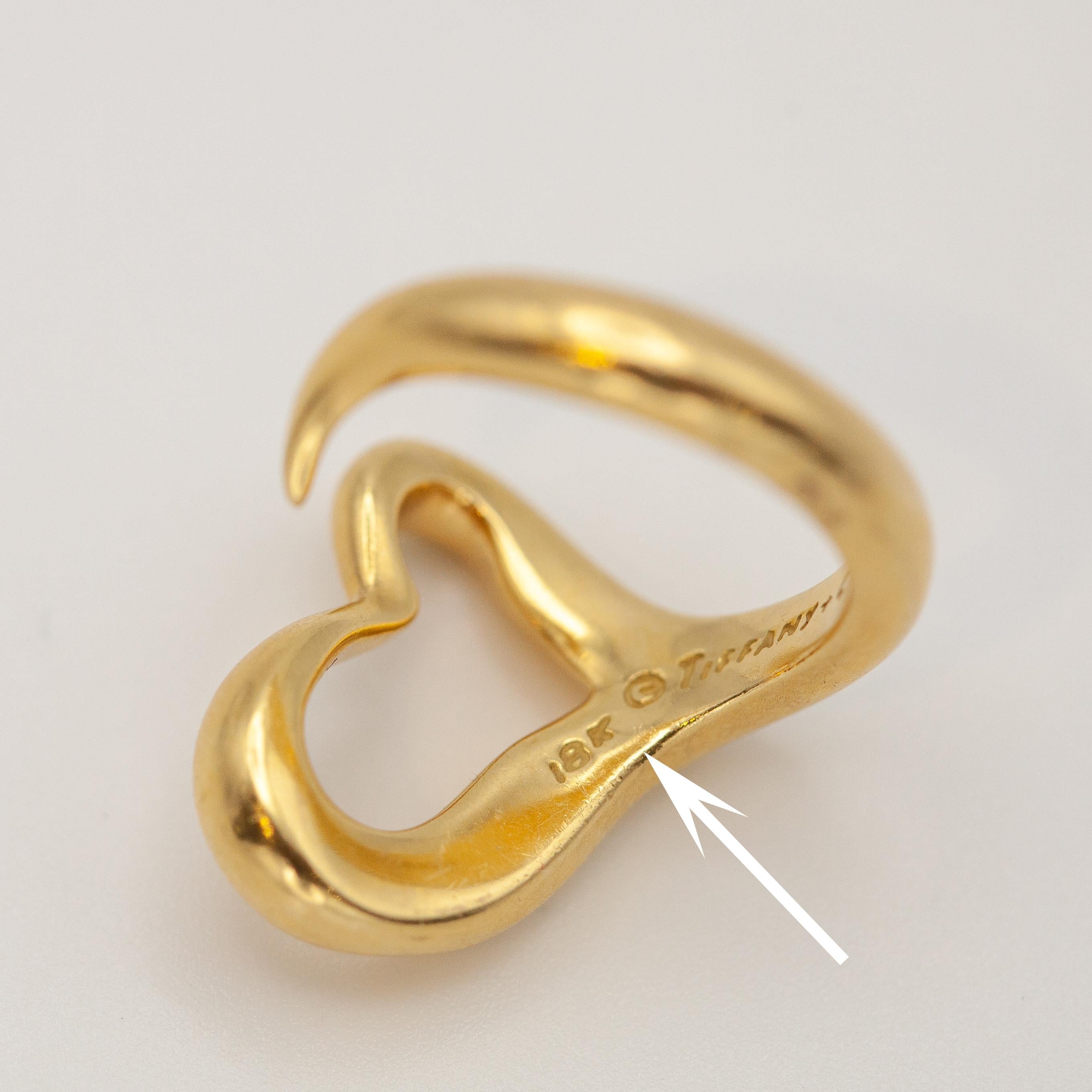 Weinlese Tiffany & Co. Elsa Peretti Offener Herzring aus 18 Karat Gelbgold im Angebot 4