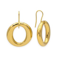 Vintage Tiffany & Co. Elsa Peretti Boucles d'oreilles à crochets en or jaune 18K Sevillana