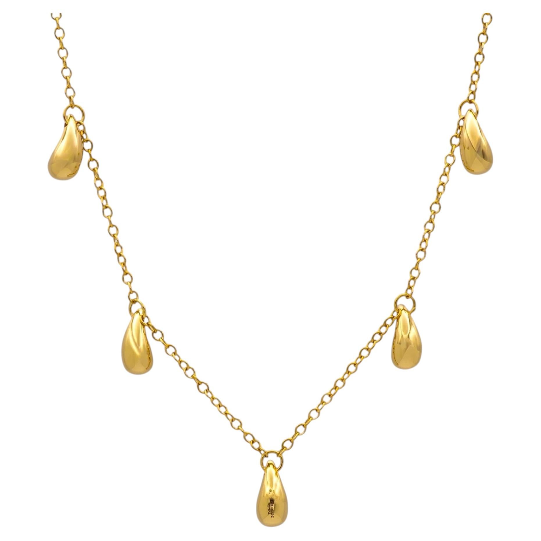 Vintage Tiffany & Co. Collar Lágrima Elsa Peretti Oro Amarillo 18K 18 Pulgadas