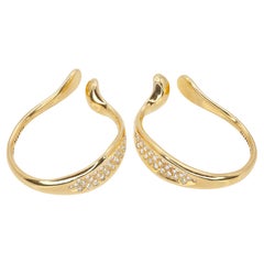 Vintage Tiffany & Co. Elsa Peretti 18K YG Diamond Sculptural Cuff Hoop Earrings