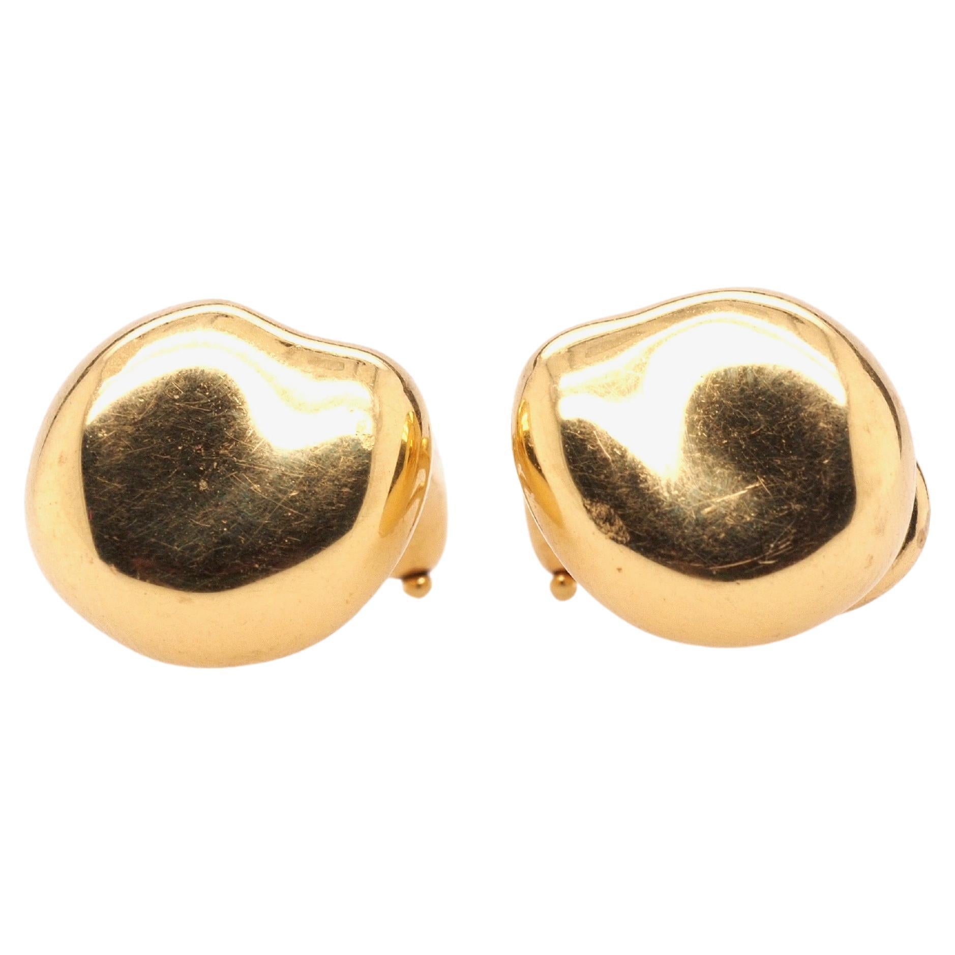 Vintage Tiffany & Co. Elsa Peretti Bean Earrings in 18K Yellow Gold For Sale