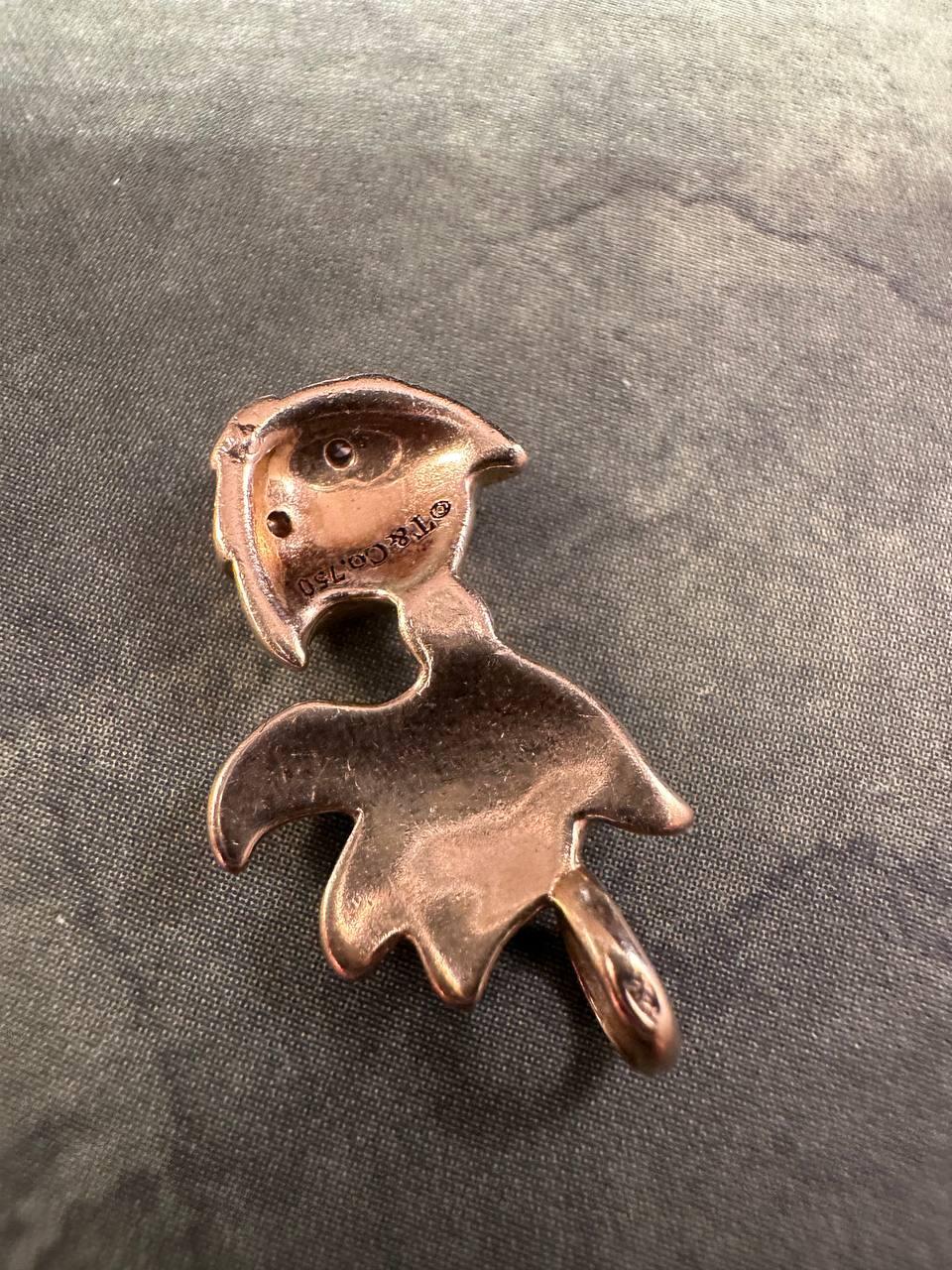 Vintage Tiffany & Co. Elsa Peretti Fish Pendant 18K Gold Diamonds Signed For Sale 6