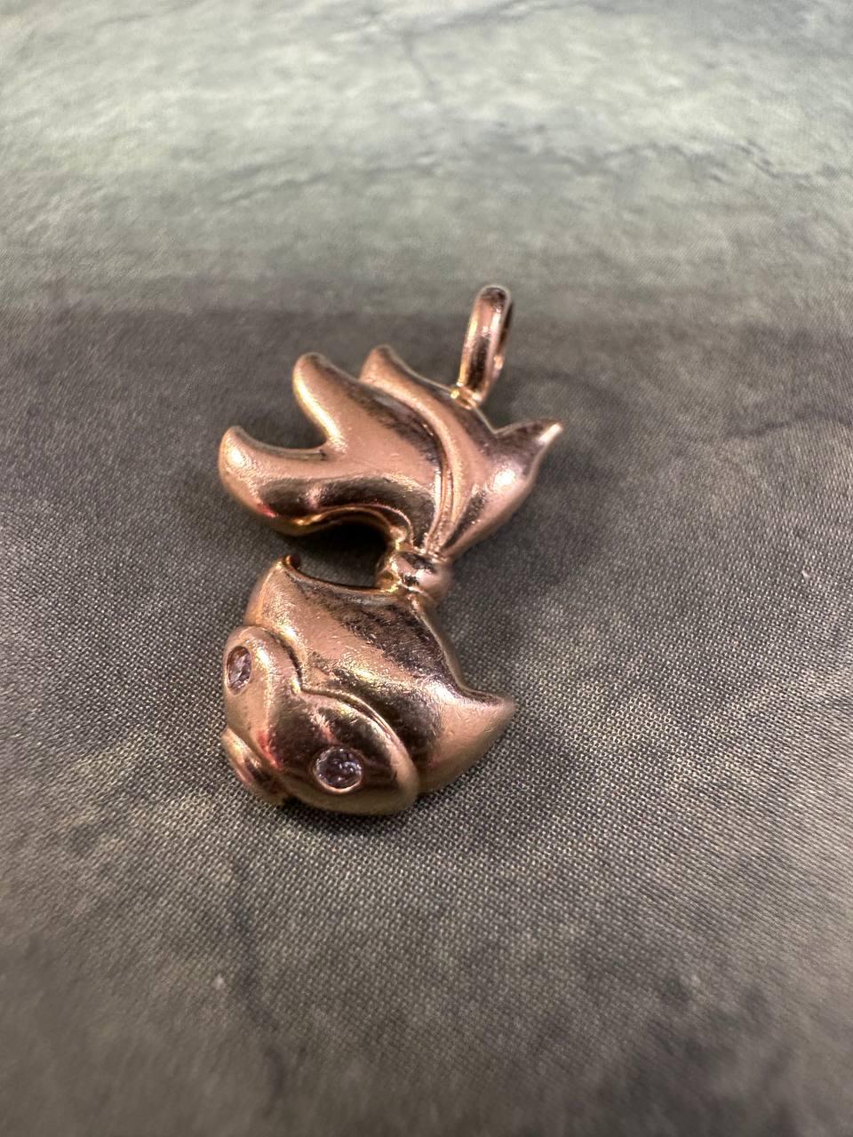 Contemporary Vintage Tiffany & Co. Elsa Peretti Fish Pendant 18K Gold Diamonds Signed For Sale