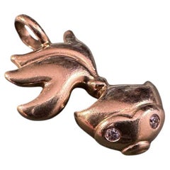 Vintage Tiffany & Co. Elsa Peretti Fish Pendant 18K Gold Diamonds Signed