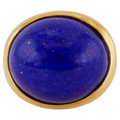 Vintage Tiffany & Co. Elsa Peretti Lapis Lazuli Cabochon Cut 18K Gold Ring