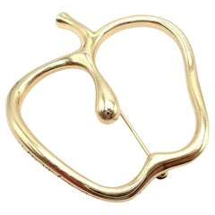 Used Tiffany & Co Elsa Peretti Large Apple Yellow Gold Pin Brooch