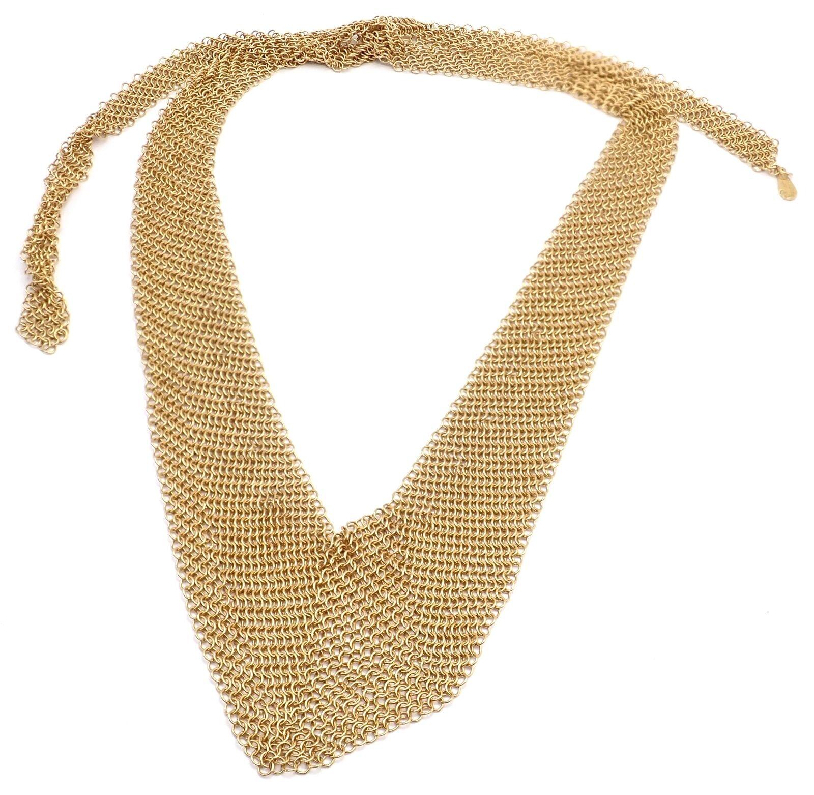 Vintage Tiffany & Co Elsa Peretti Mesh Bib Scarf Yellow Gold Necklace In Excellent Condition For Sale In Holland, PA