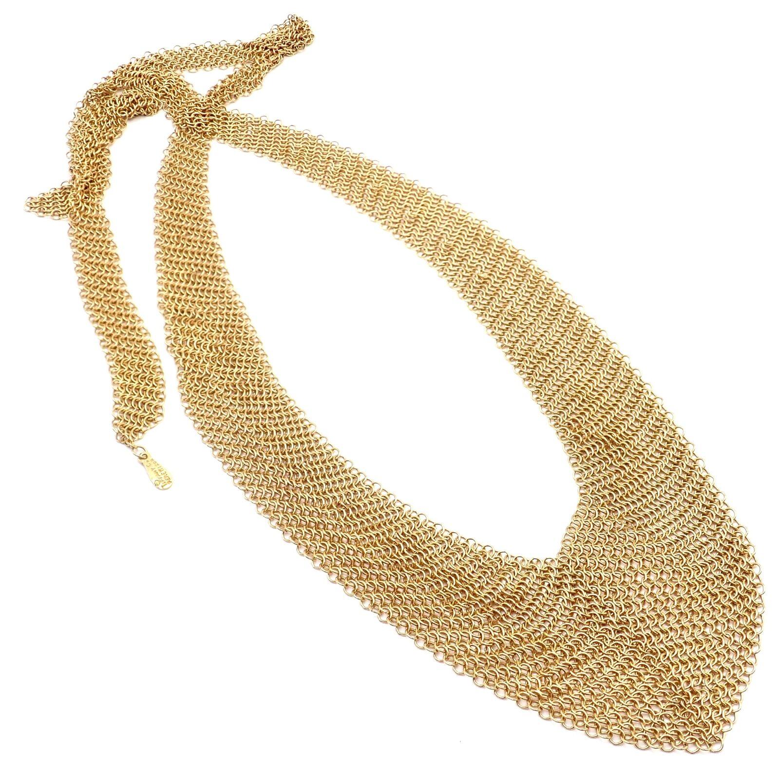 Vintage Tiffany & Co Elsa Peretti Mesh Bib Scarf Yellow Gold Necklace For Sale 1