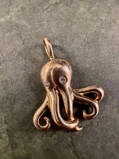 Vintage Tiffany & Co. Elsa Peretti Octopus Pendant 18K Gold Diamonds