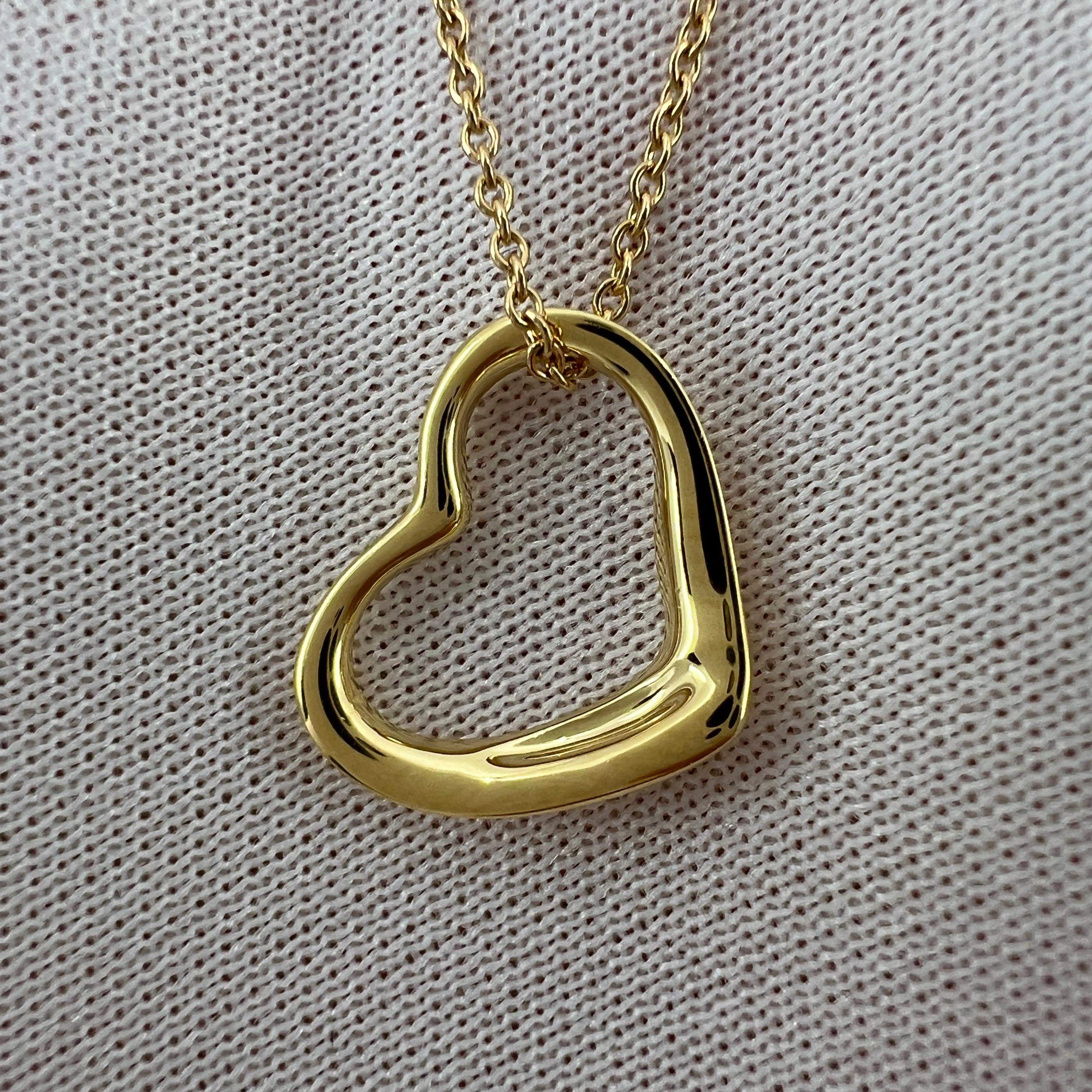 Vintage Tiffany & Co. Elsa Peretti Open Heart 18k Gold Pendant Necklace For Sale 1
