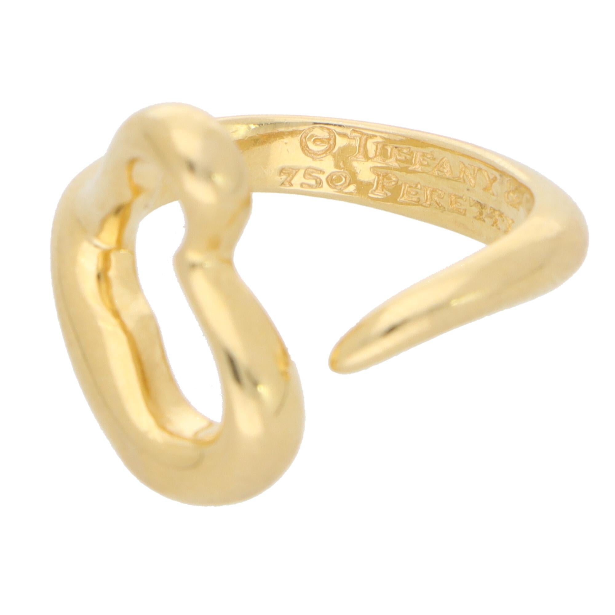 Women's or Men's Vintage Tiffany & Co. Elsa Peretti Open Heart Ring in 18k Yellow Gold For Sale