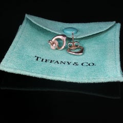 Vintage Tiffany & Co Elsa Peretti Open Heart Stud Earrings Silver 925 11mm