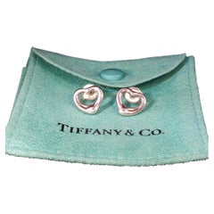 Vintage Tiffany & Co Elsa Peretti Open Heart Stud Earrings Silver 925 11mm
