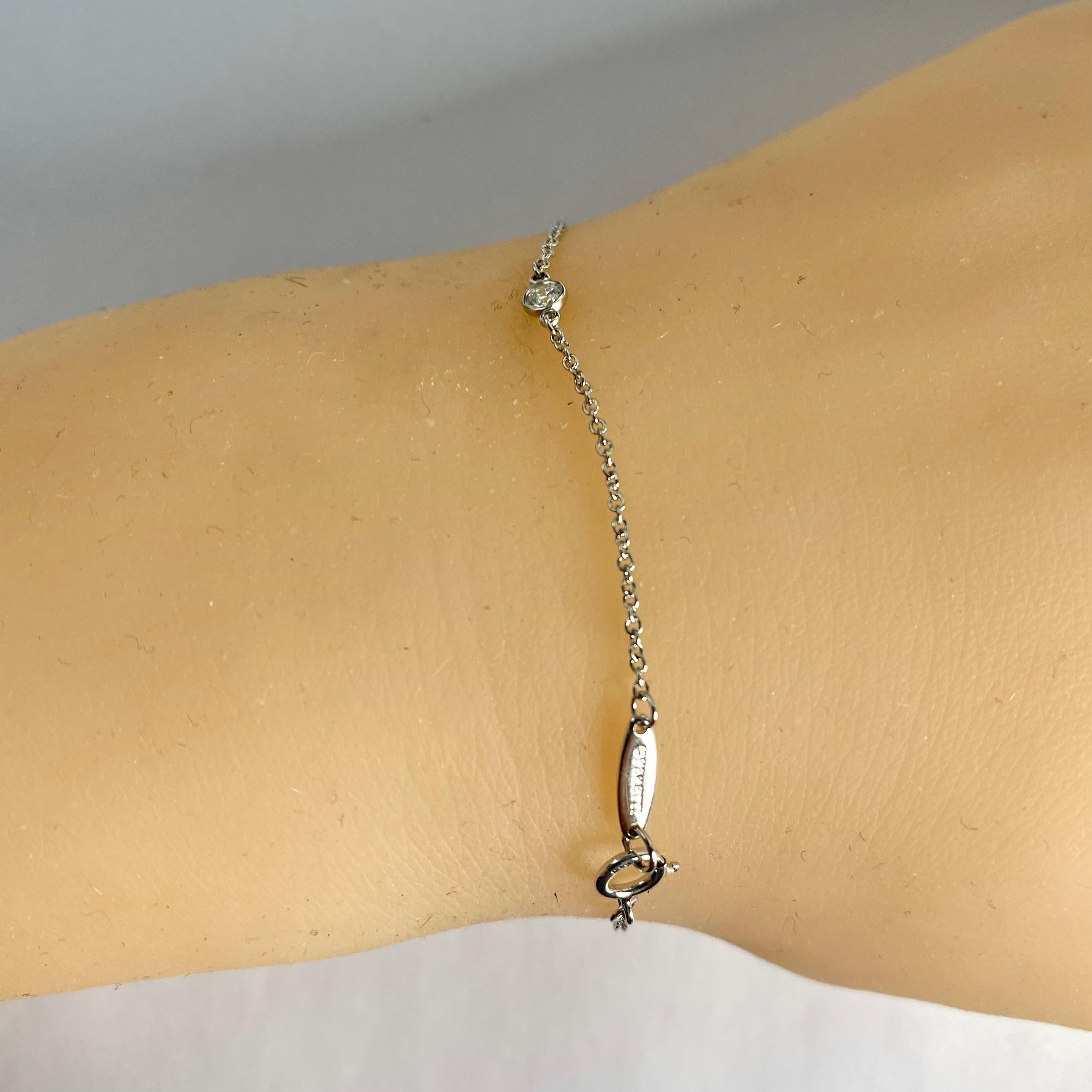 Vintage Tiffany & Co. Pulsera Elsa Peretti de platino y tres diamantes por metro Corte redondo en venta