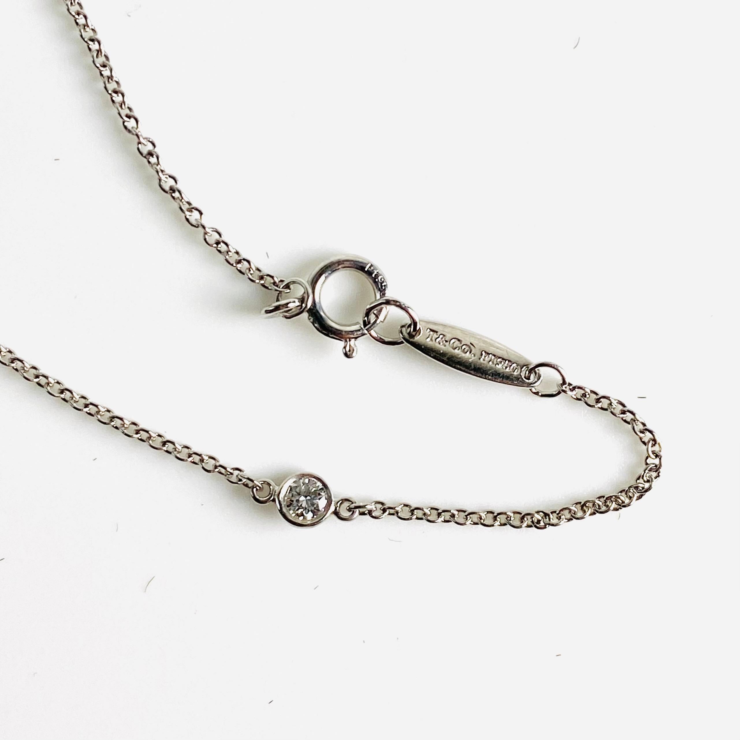 Vintage Tiffany & Co. Pulsera Elsa Peretti de platino y tres diamantes por metro en Bueno estado para la venta en New York, NY