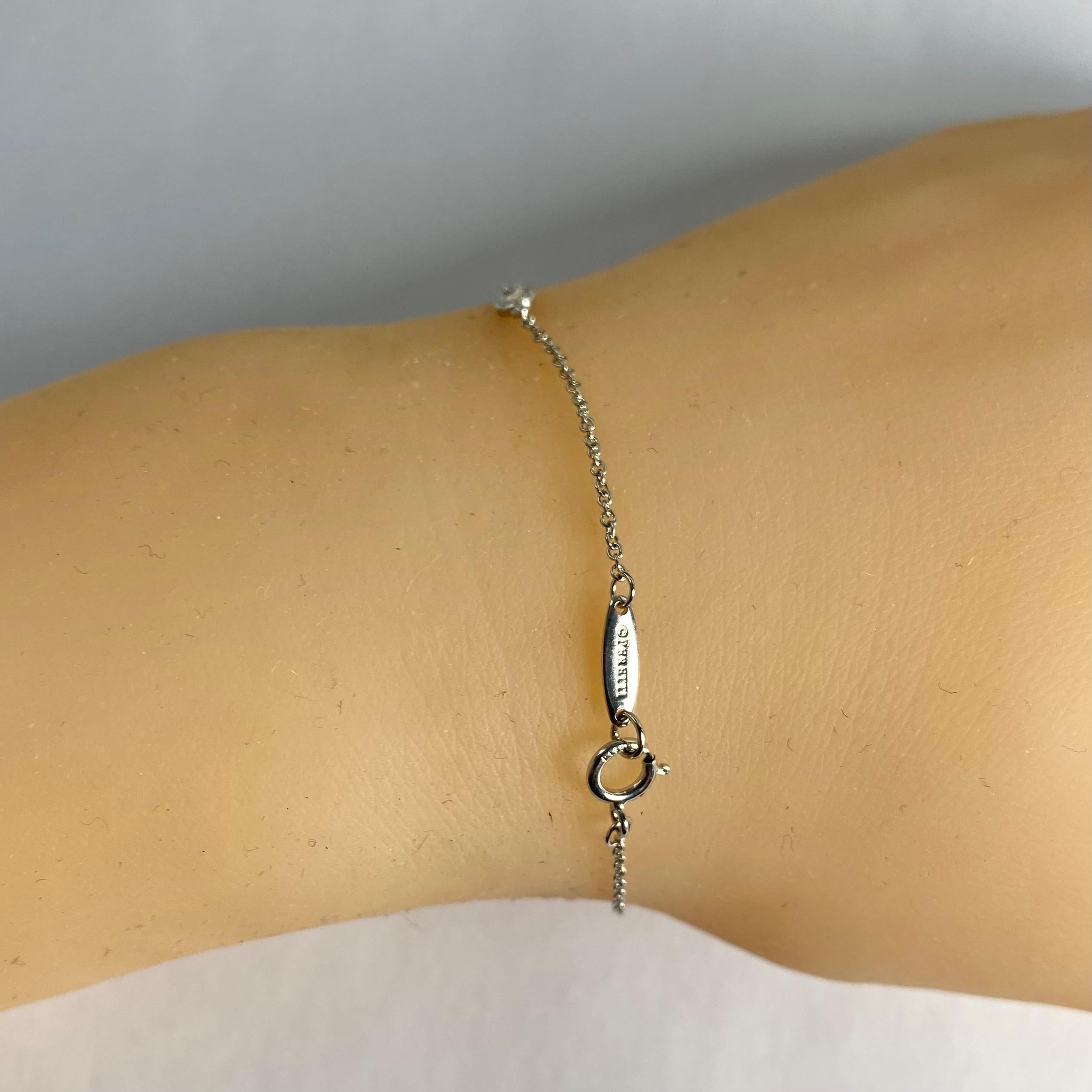 Femenino o masculino Vintage Tiffany & Co. Pulsera Elsa Peretti de platino y tres diamantes por metro en venta
