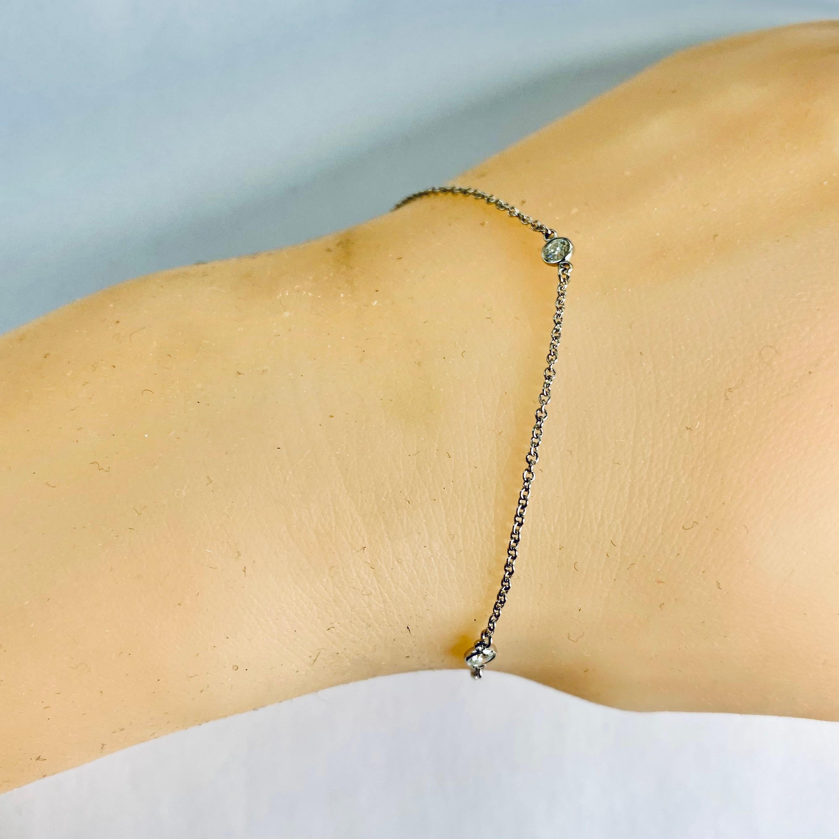 Vintage Tiffany & Co. Pulsera Elsa Peretti de platino y tres diamantes por metro en venta 2