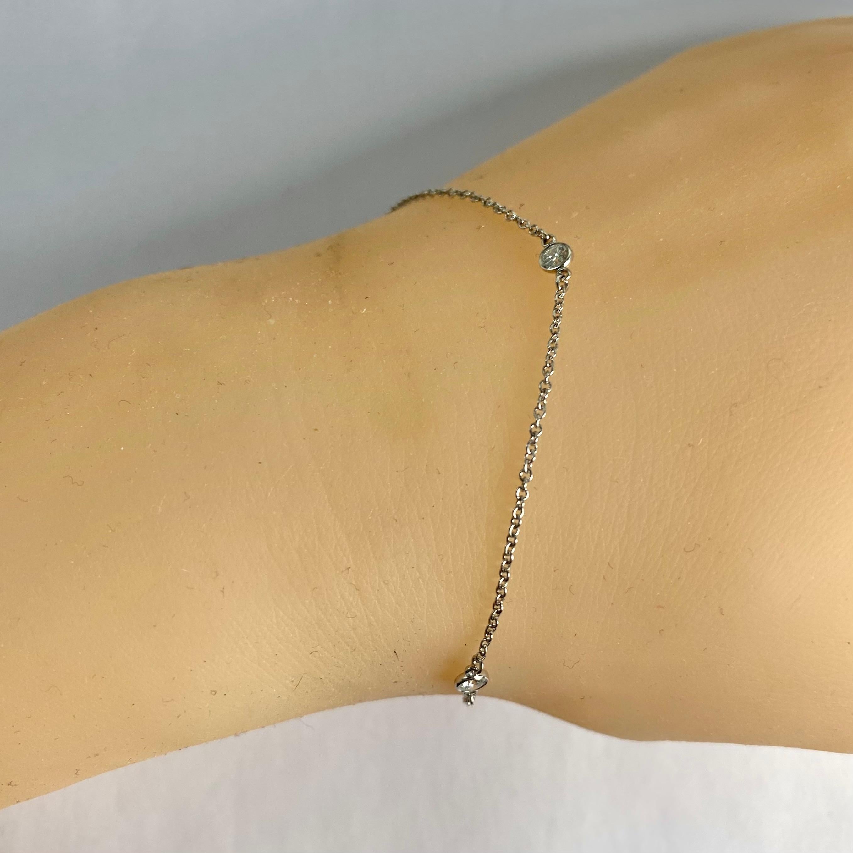 Vintage Tiffany & Co. Pulsera Elsa Peretti de platino y tres diamantes por metro en venta 4
