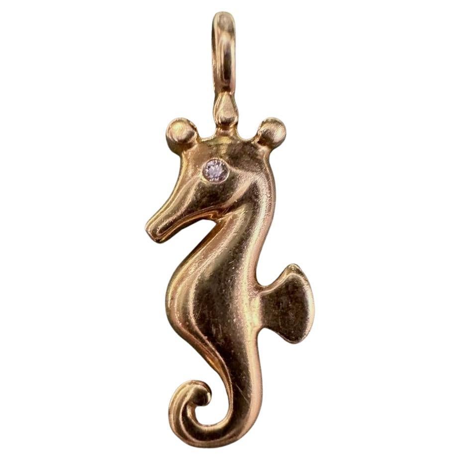 Vintage Tiffany & Co. Colgante de caballito de mar Elsa Peretti, oro de 18 quilates, años 70, firmado