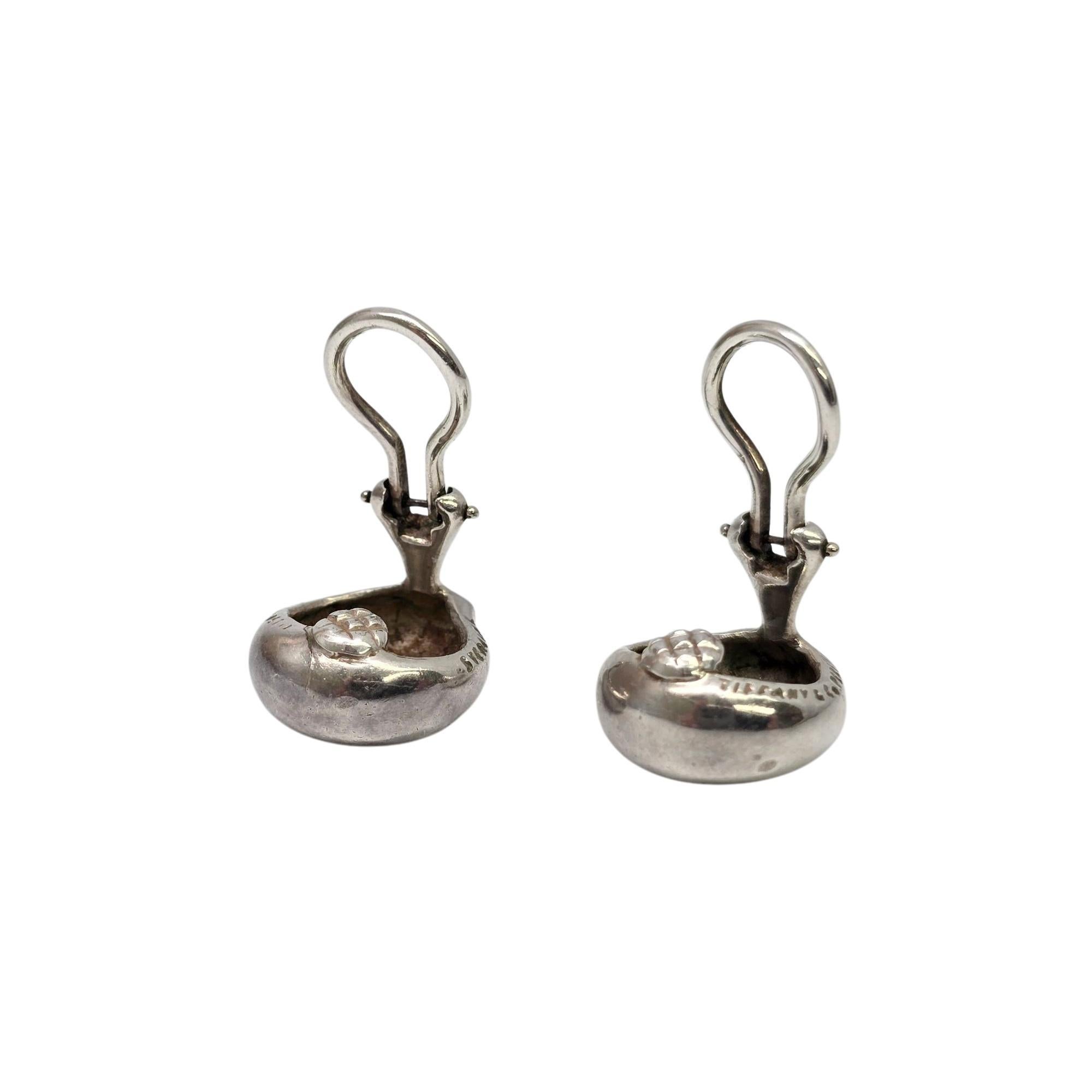 De las mujeres Vintage Tiffany & Co Elsa Peretti Sterling Silver Bean Clip-On Earrings #21789 en venta