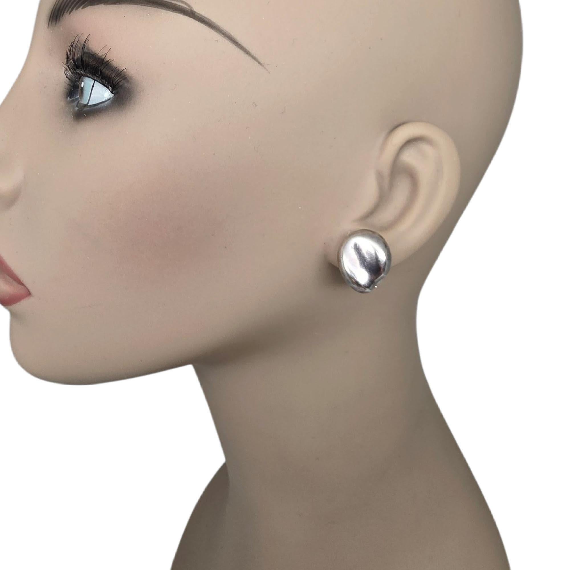 Vintage Tiffany & Co Elsa Peretti Sterling Silver Bean Clip-On Earrings #21789 en venta 5