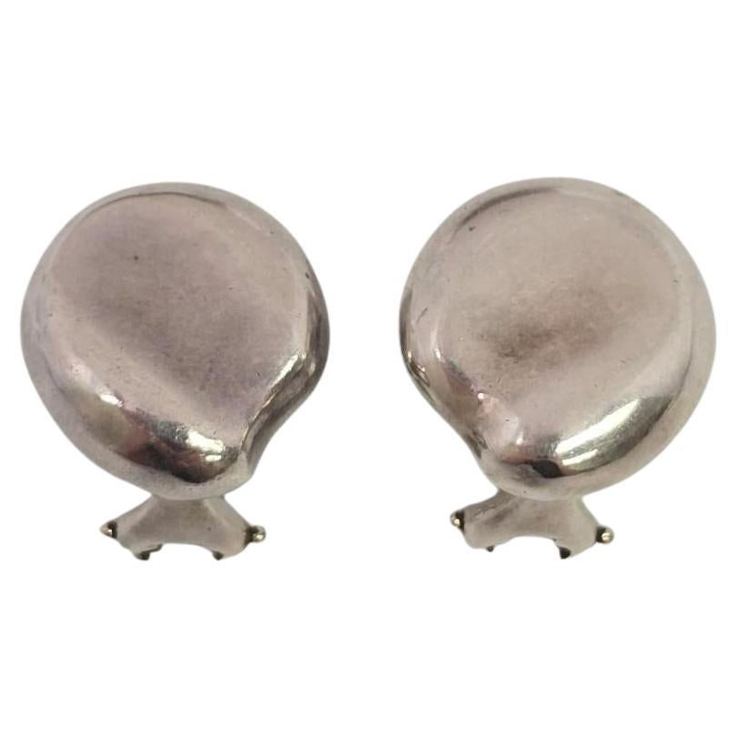 Vintage Tiffany & Co Elsa Peretti Sterling Silver Bean Clip-On Earrings #21789