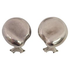 Vintage Tiffany & Co Elsa Peretti Sterling Silver Bean Clip-On Earrings #21789
