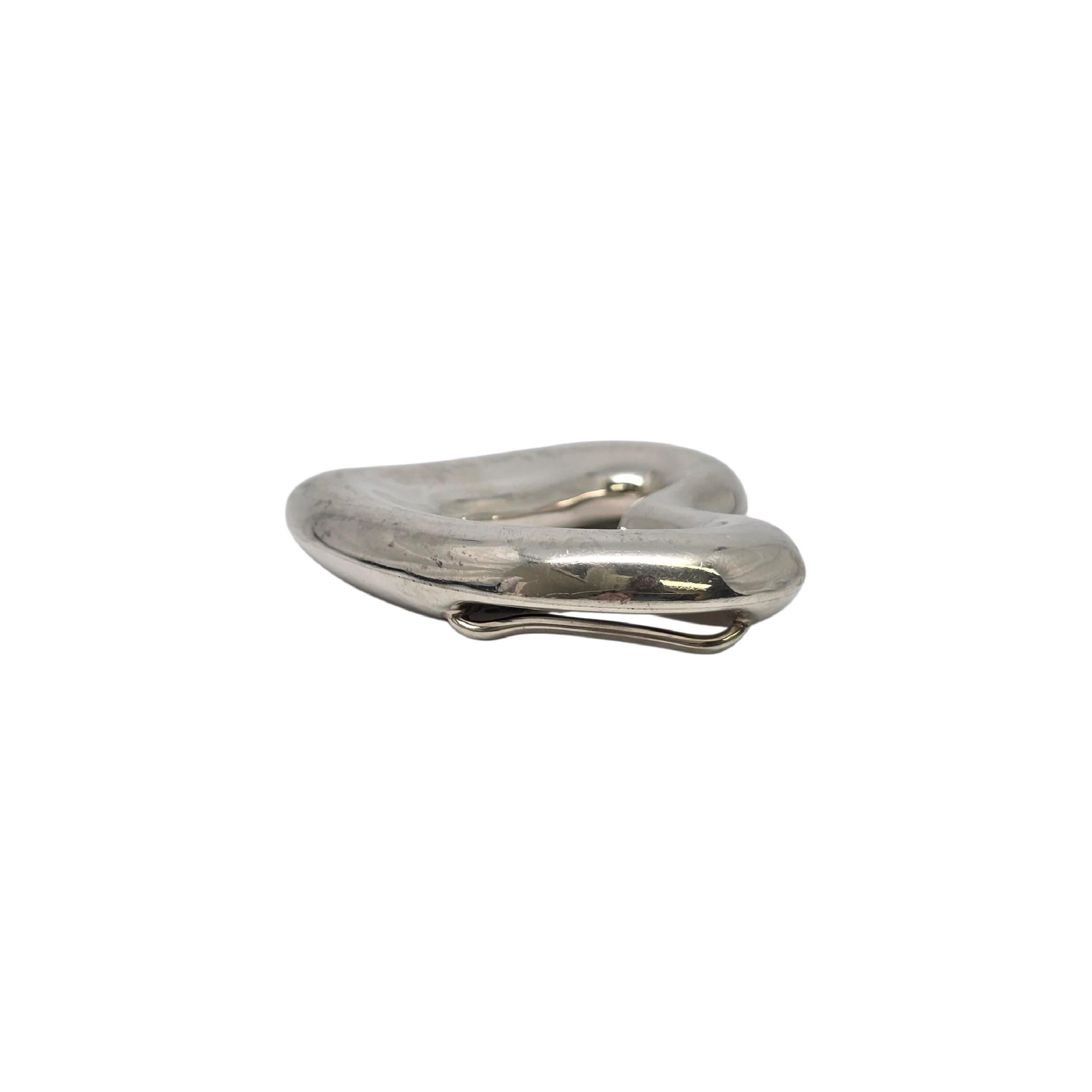 Vintage Tiffany & Co Elsa Peretti Sterling Silver Open Heart Belt Buckle #22273 In Good Condition For Sale In Washington Depot, CT
