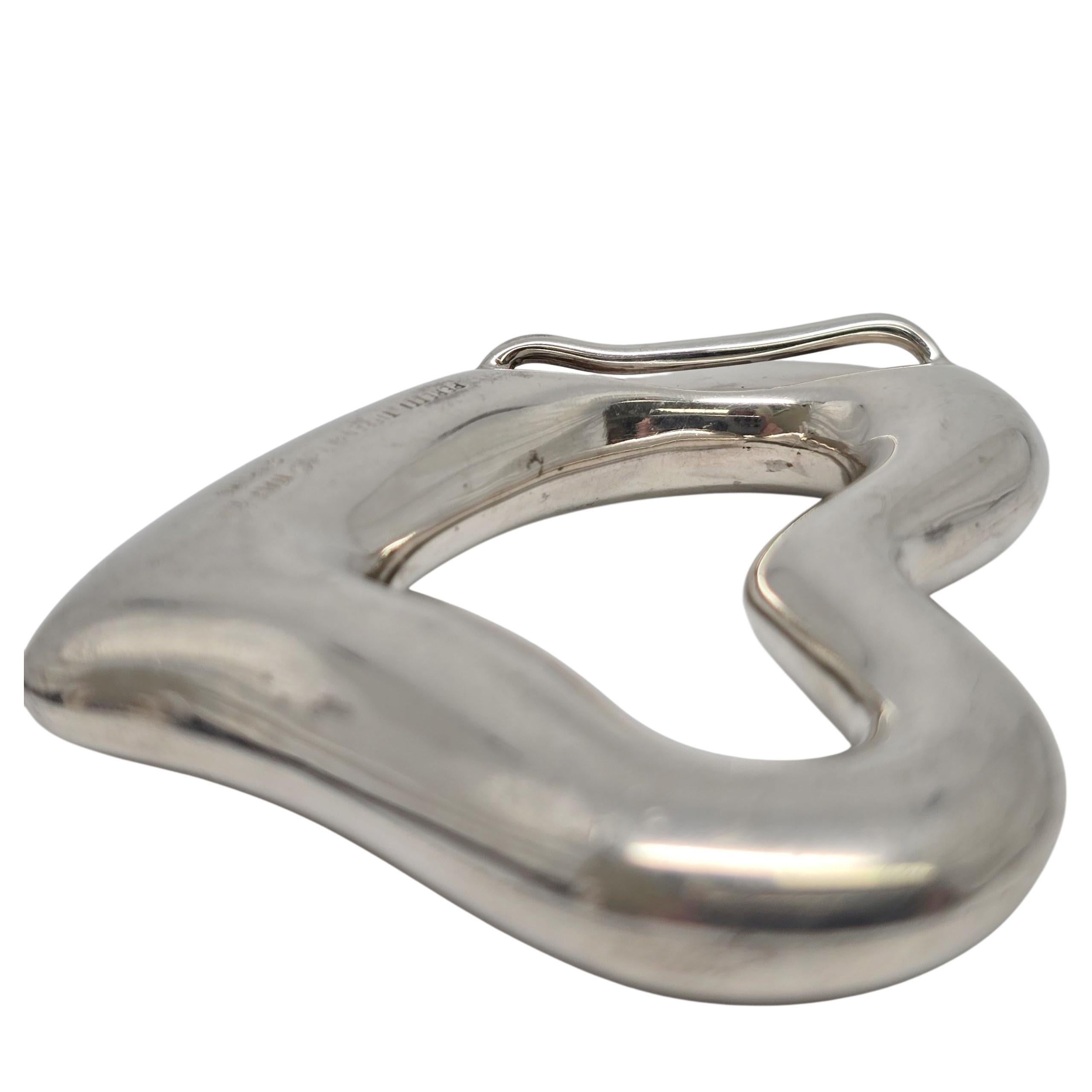 Vintage Tiffany & Co Elsa Peretti Sterling Silver Open Heart Belt Buckle #22273 For Sale 1
