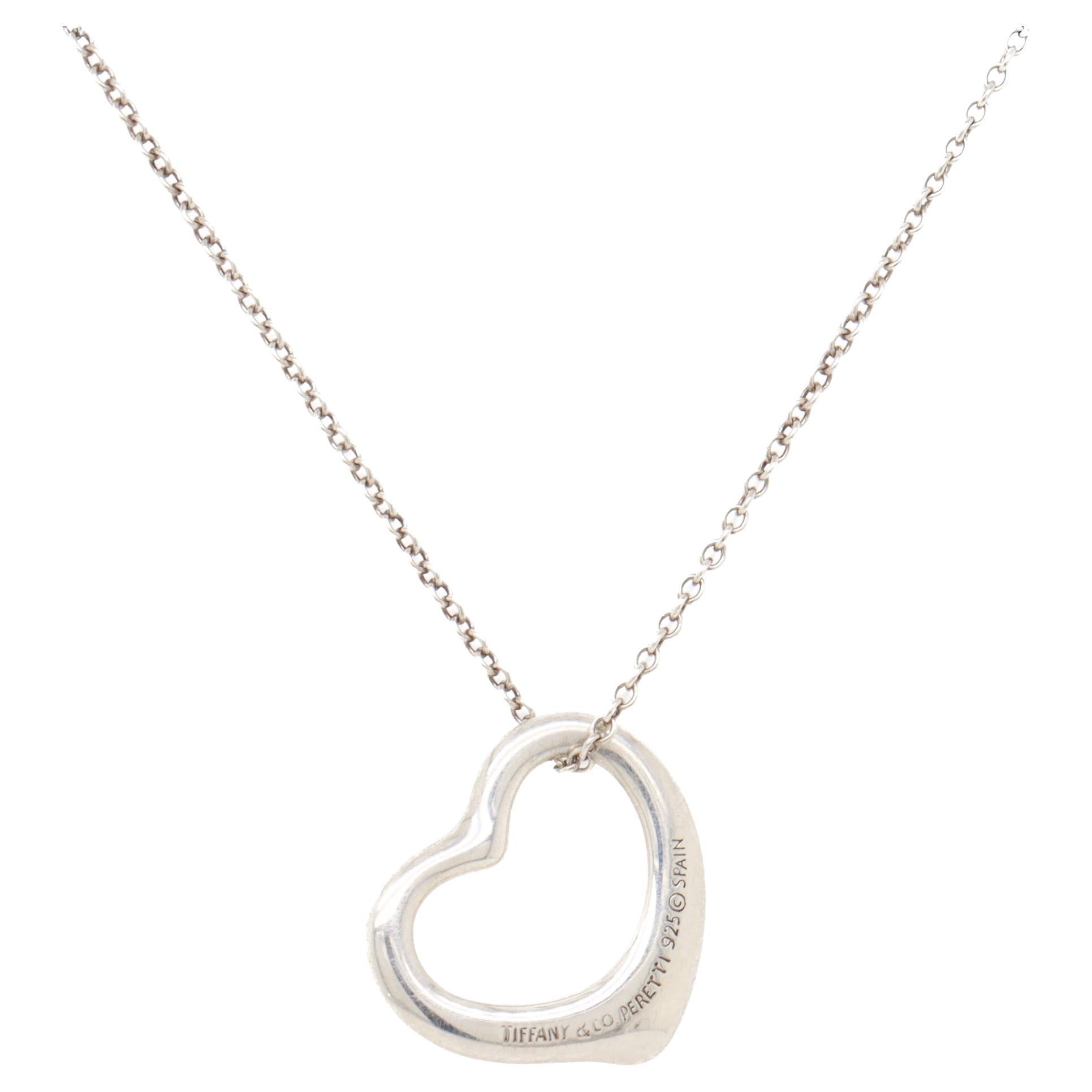 Vintage Tiffany & Co. Elsa Peretti Sterling Silver Open Heart Pendant Necklace