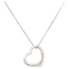 Vintage Tiffany & Co. Elsa Peretti Sterling Silver Open Heart Pendant Necklace