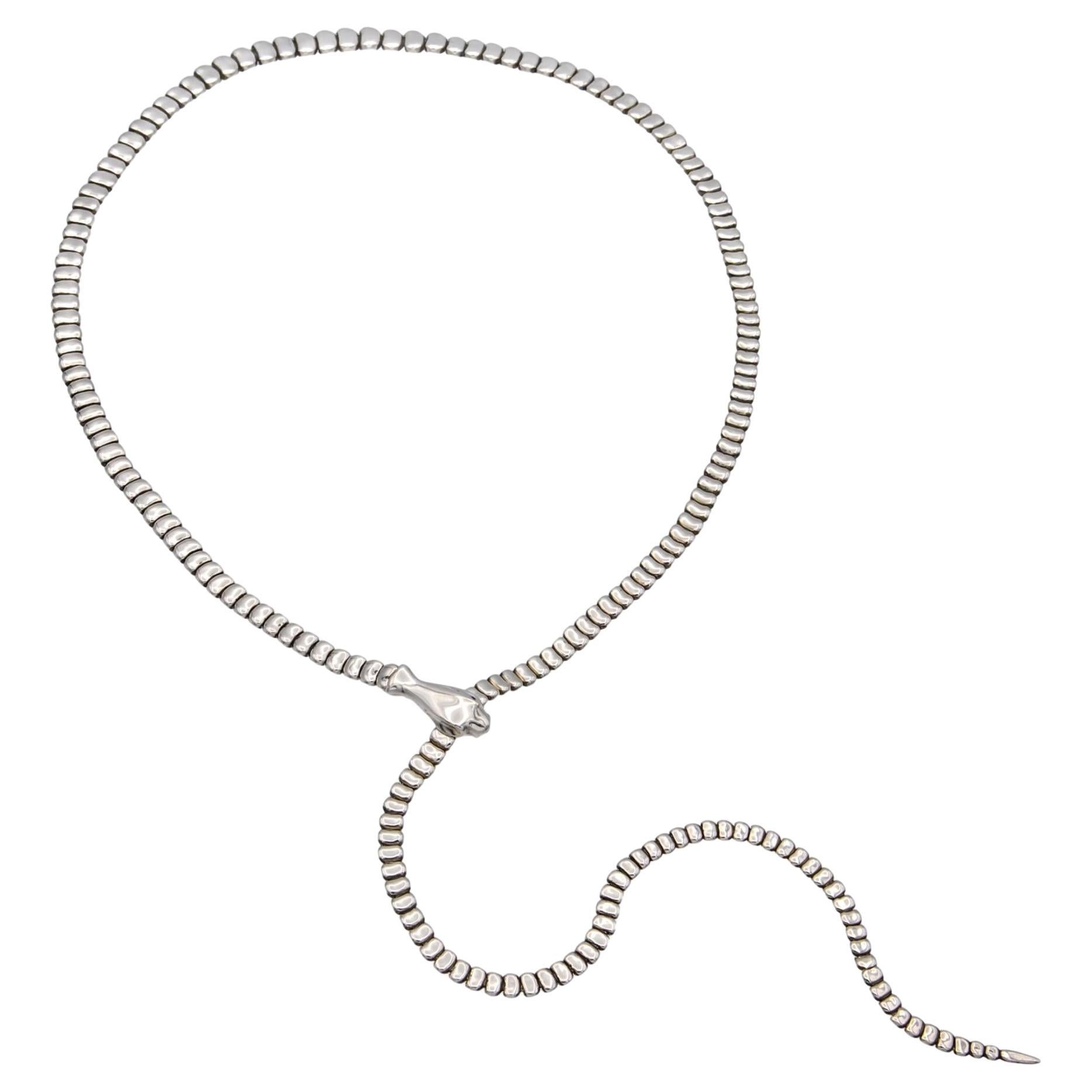 Vintage Tiffany 
Co. Elsa Peretti Sterling Silver Snake Lariat Necklace 29"