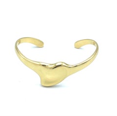 Vintage Tiffany & Co. Elsa Peretti Yellow Gold Heart Bangle Cuff Bracelet