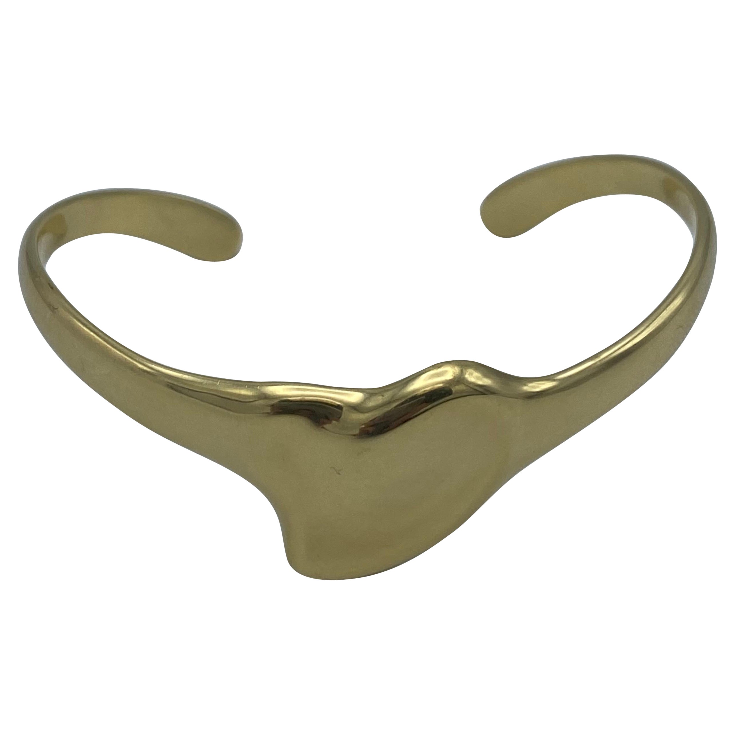 Vintage Tiffany & Co. Elsa Peretti Yellow Gold Heart Bangle Cuff Bracelet