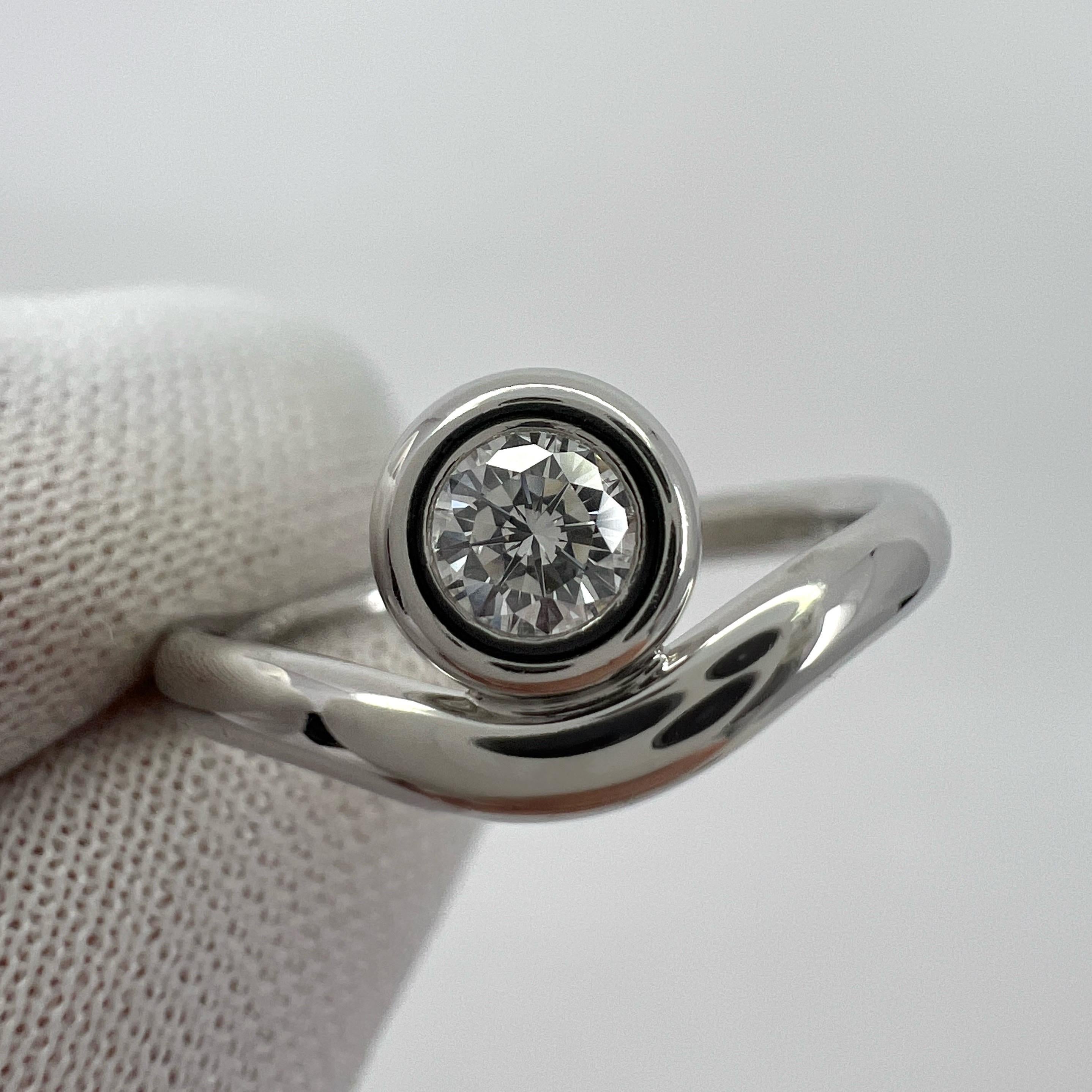 Vintage Tiffany & Co. Elsa Perreti By The Yard, bague solitaire en platine et diamants Excellent état - En vente à Birmingham, GB