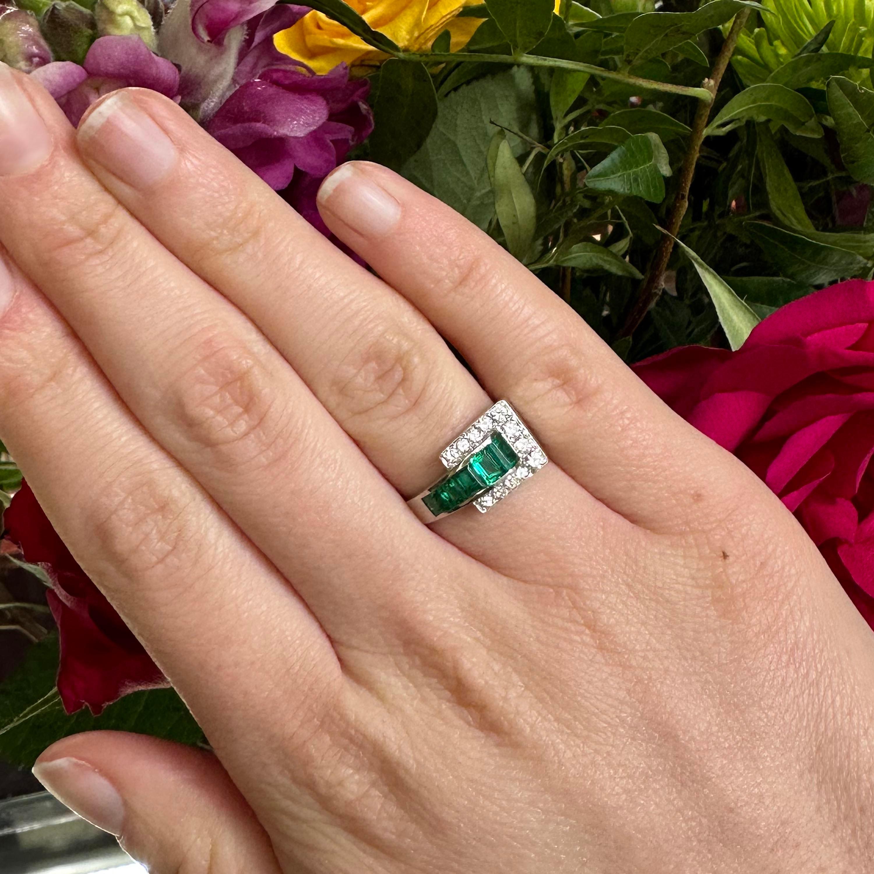 A Tiffany & Co. late Art Deco emerald and diamond 