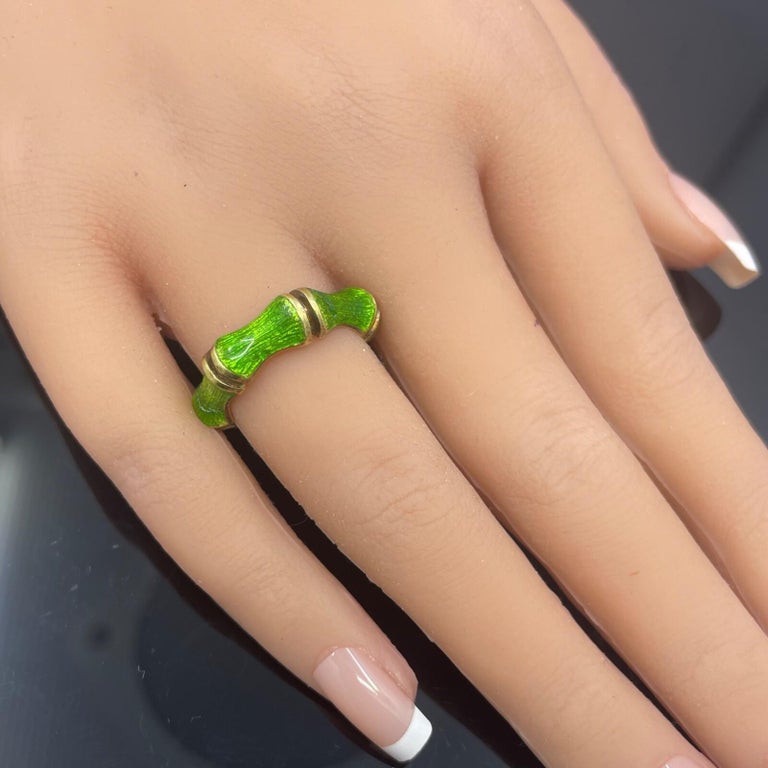 Vintage Tiffany and Co Enamel Bamboo Ring Sz 7 - 18k at 1stDibs