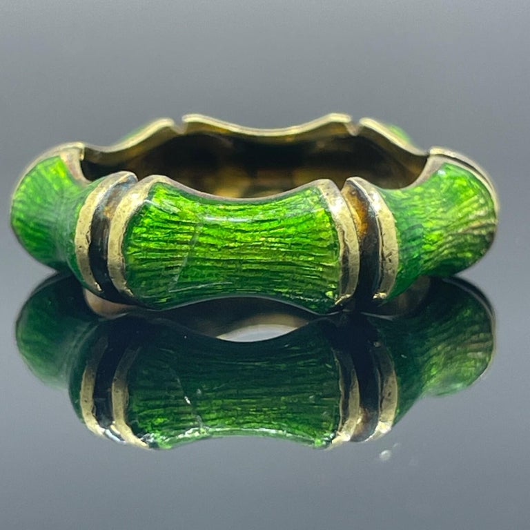 Vintage Tiffany and Co Enamel Bamboo Ring Sz 7 - 18k at 1stDibs
