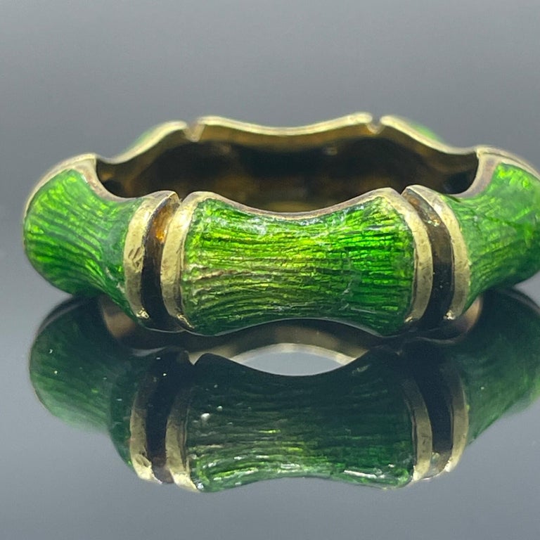 Vintage Tiffany and Co Enamel Bamboo Ring Sz 7 - 18k at 1stDibs