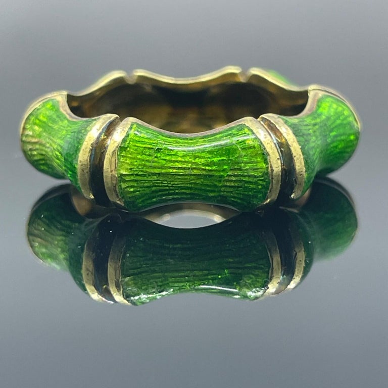 Vintage Tiffany and Co Enamel Bamboo Ring Sz 7 - 18k at 1stDibs