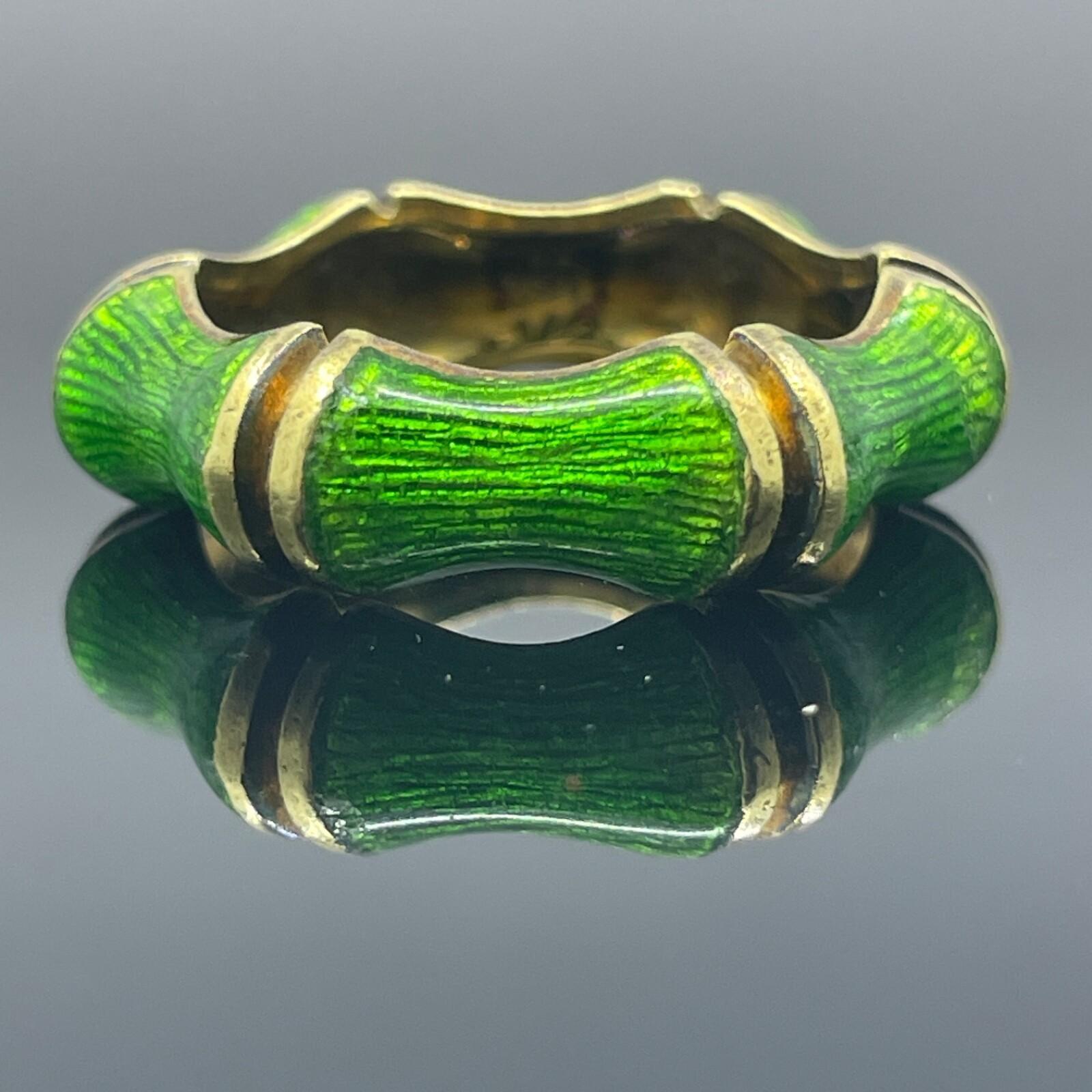 Anello di bambù smaltato Tiffany & Co. Sz 7 - 18 carati in vendita 3