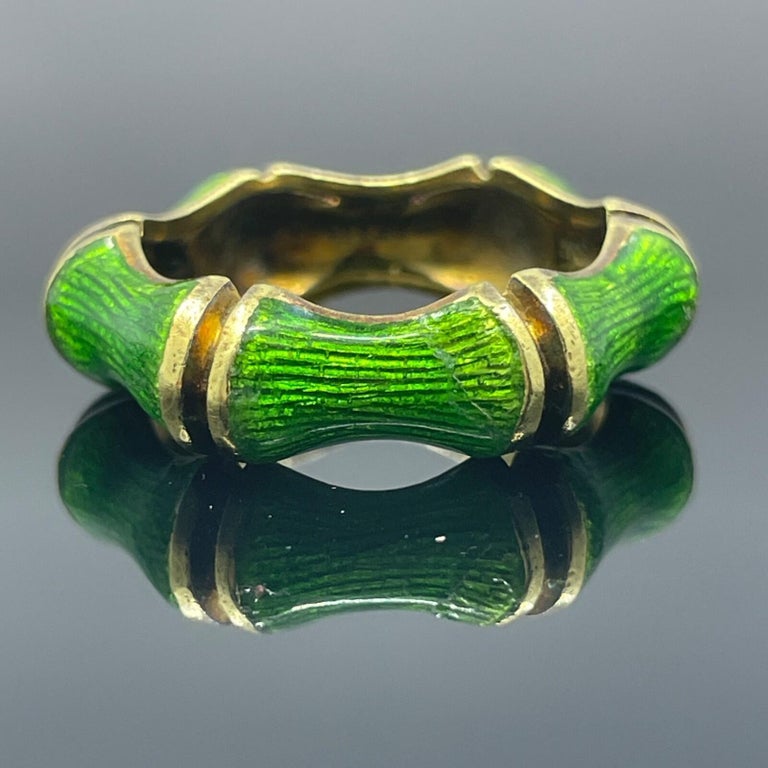 Vintage Tiffany and Co Enamel Bamboo Ring Sz 7 - 18k at 1stDibs