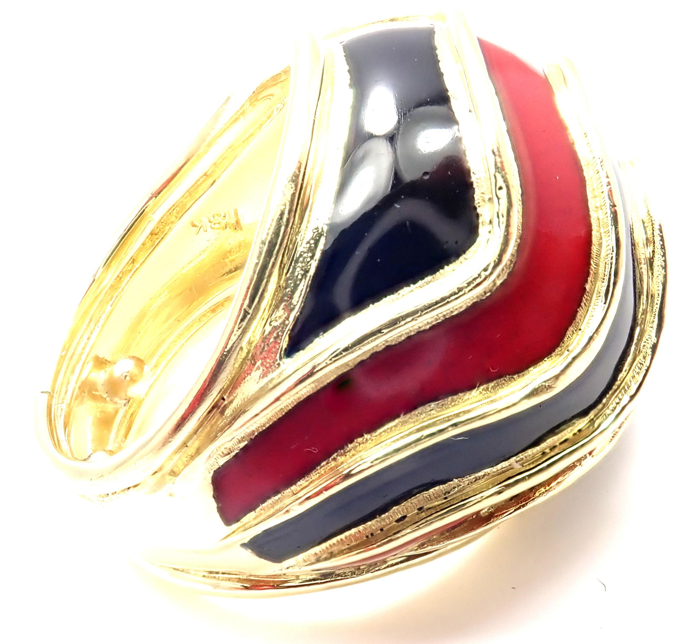 Vintage 18k Yellow Gold Enamel Dome Ring by Tiffany & Co. 
Details: 
Size: 4
Width: 20mm
Weight: 17.3 grams
Stamped Hallmarks: TIFFANY 18k
*Free Shipping within the United States*
YOUR PRICE: $2,700
T2459modd
