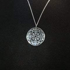 Vintage Tiffany & Co Enchant Round Medallion 925 Silver Pendant Necklace 20"
