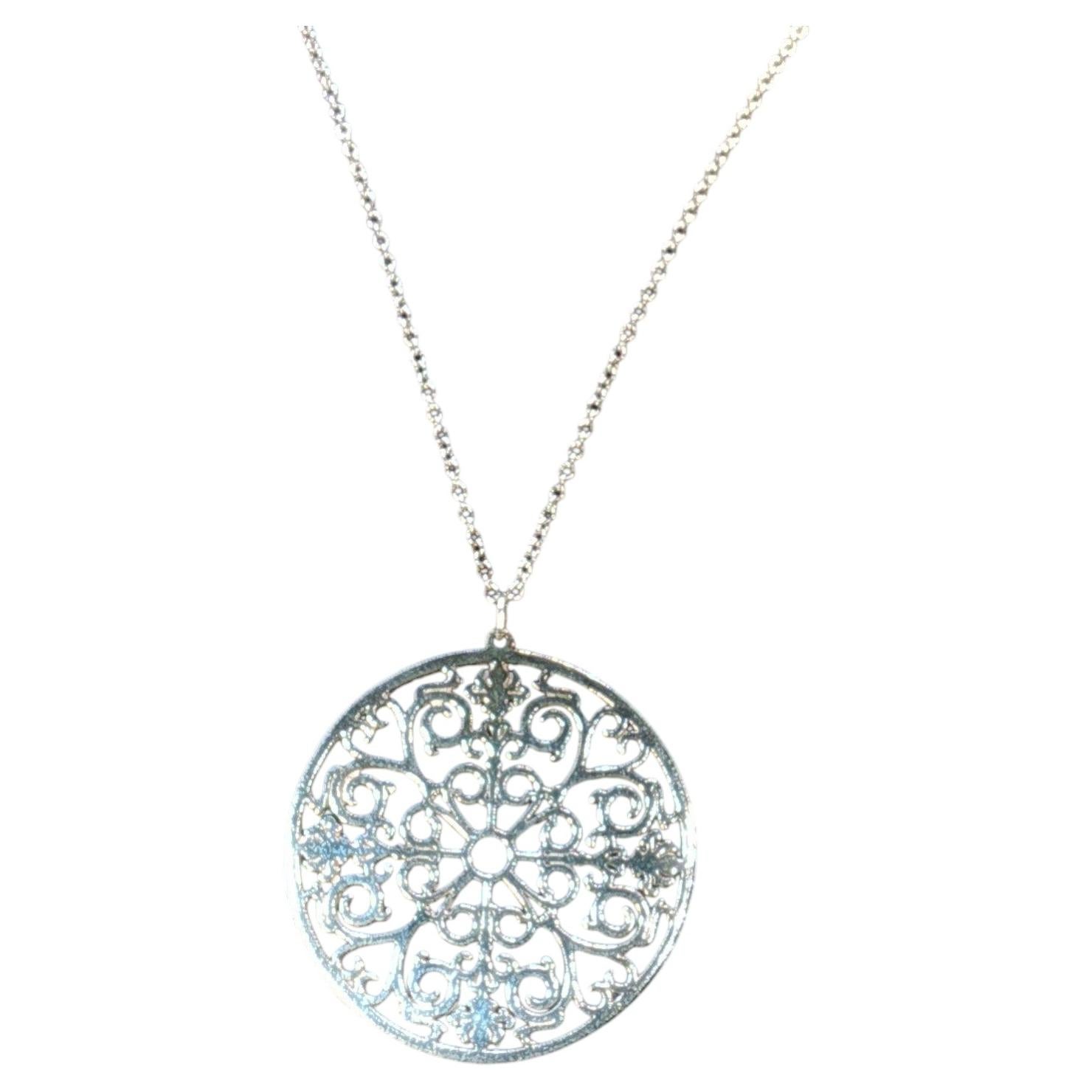 Collana vintage Tiffany & Co. con ciondolo rotondo "Enchant" in argento 925, lunghezza 50 cm