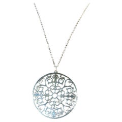 Vintage Tiffany & Co Enchant Round Medallion 925 Silver Pendant Necklace 20"