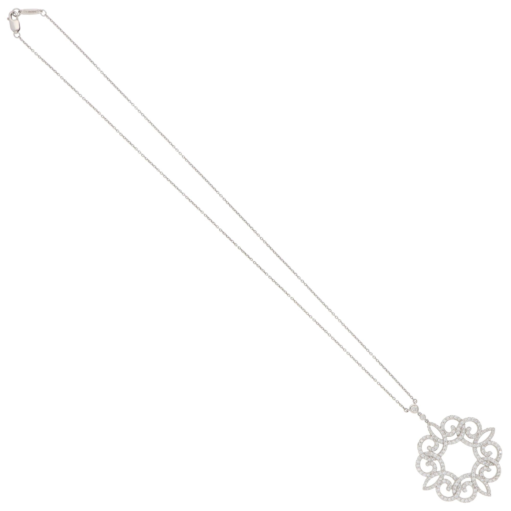 Modern Vintage Tiffany & Co. Enchant Scroll Diamond Pendant Necklace in Platinum
