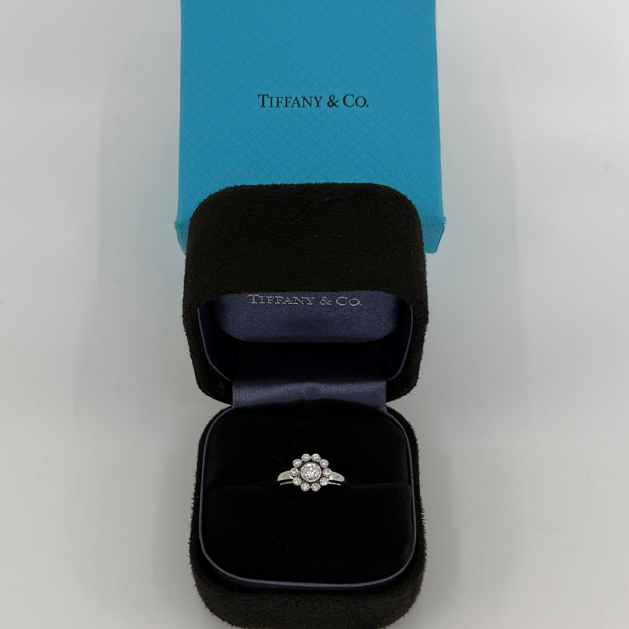 Anello Vintage Tiffany & Co. Enchanted Flower con diamante naturale in platino a raggiera in vendita 5